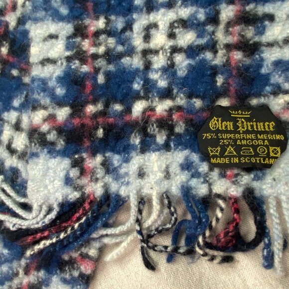 Glen Prince Scarf Superfine Merino Angora 75% 25% 38 x 7 in Plaid Pattern - Picture 4 of 4
